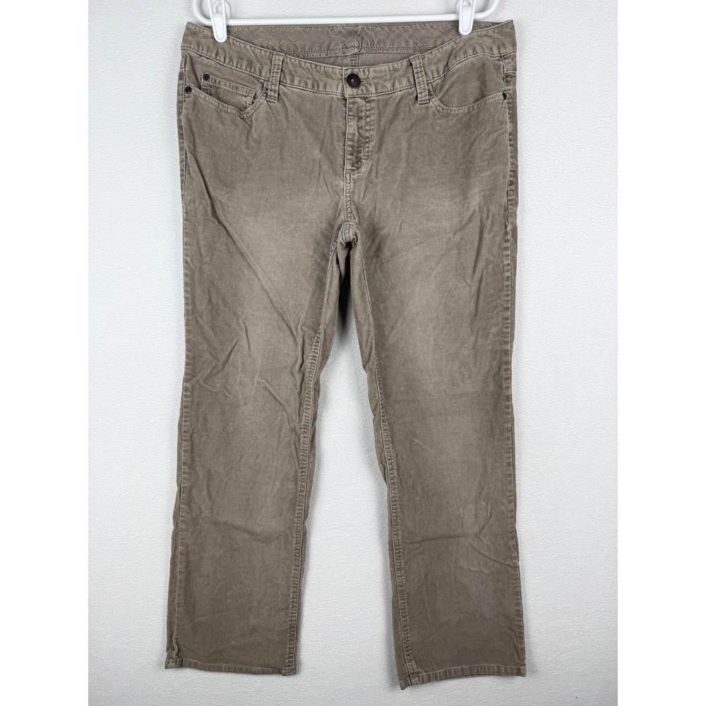 Eddie Bauer Corduroy Pants Womens 14P Brown Modern Fit Slim Leg Fall Outdoors